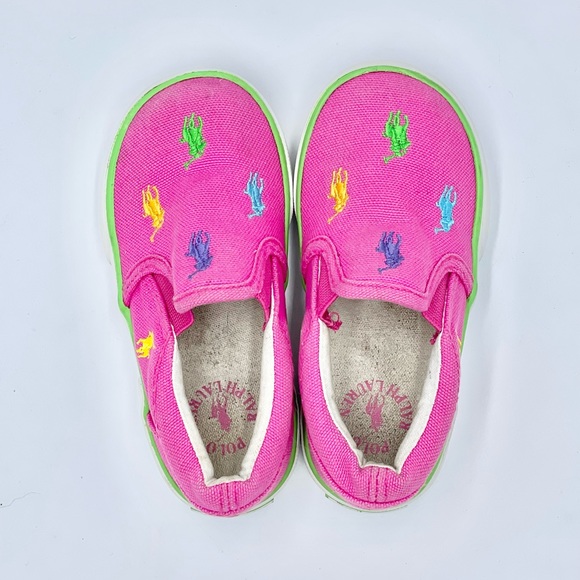 Polo Ralph Lauren Bal Harbor Repeat Slip On Pink Sneaker Kids / Baby size 7 - Picture 9 of 11